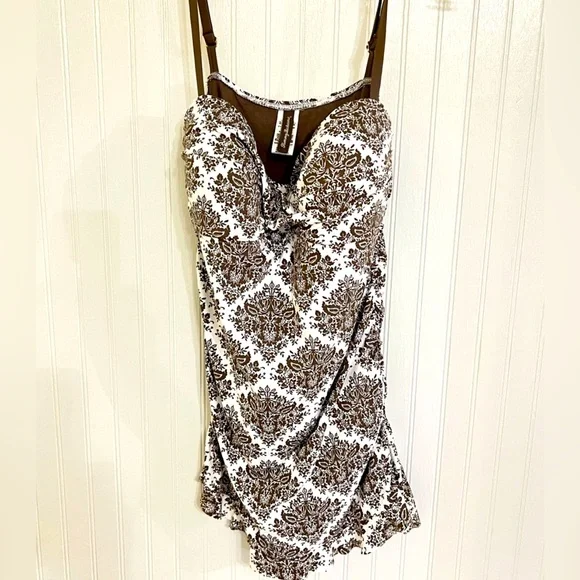 Tommy Bahama -Brown and White One Piece Swimdress - Picture 1 of 9